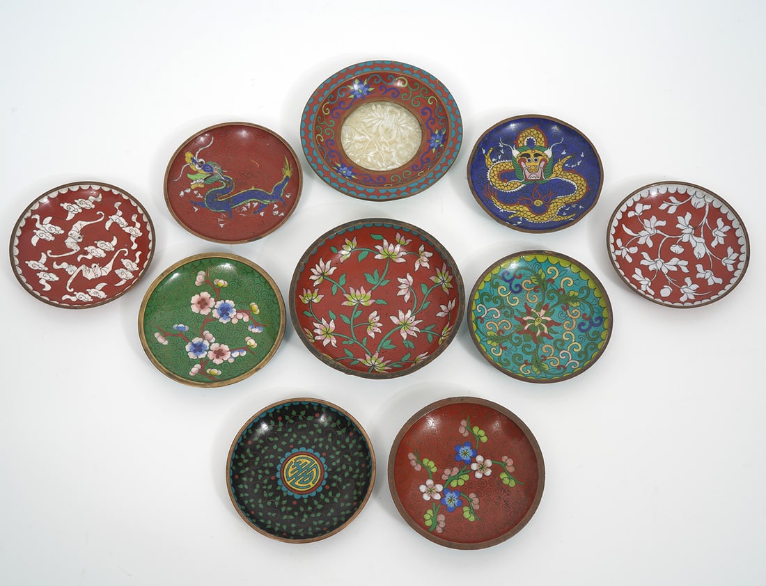 10 Pcs Chinese Cloisonne Dishes (1 of 8)