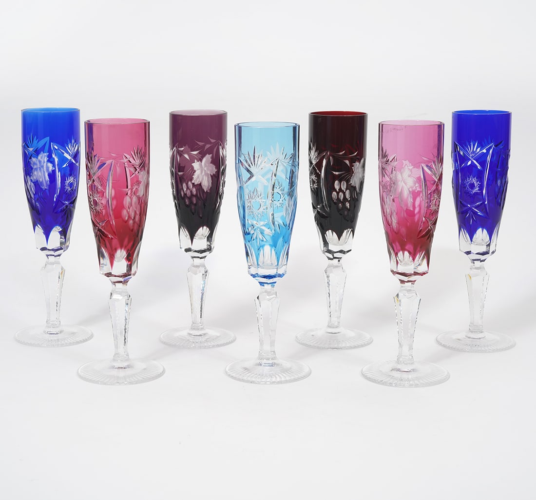 Seven Bohemian Cut-to-Clear Flutes (1 of 4)