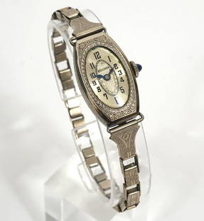 Bulova Deco Gold Filled Lady's Wristwatch: Bulova Deco gold filled lady's wristwatch, features oval face and "Sturdymaid" stretch link bracelet. Sapphire crown. Marked "1-10 12k". Condition report: as is, please examine all photos closely. Con