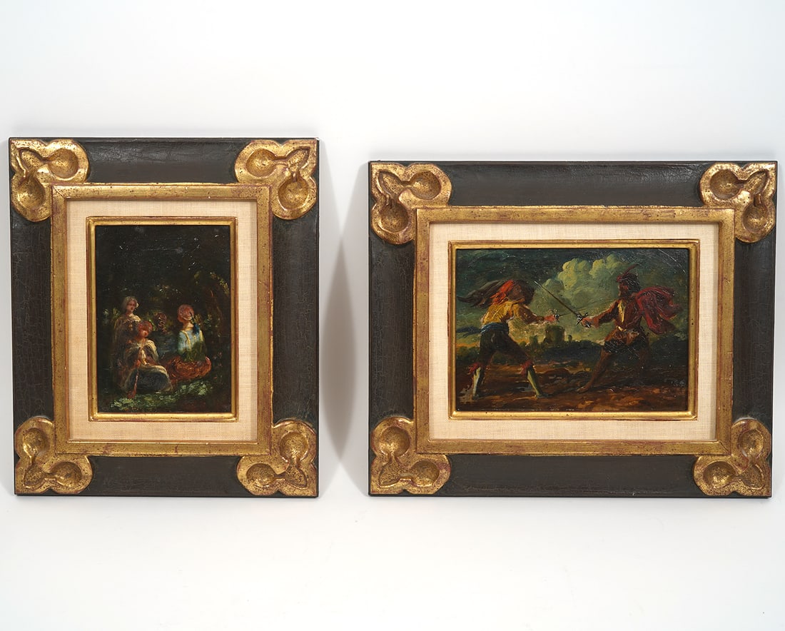 Two Continental Oil Paintings Unsigned (1 of 4)