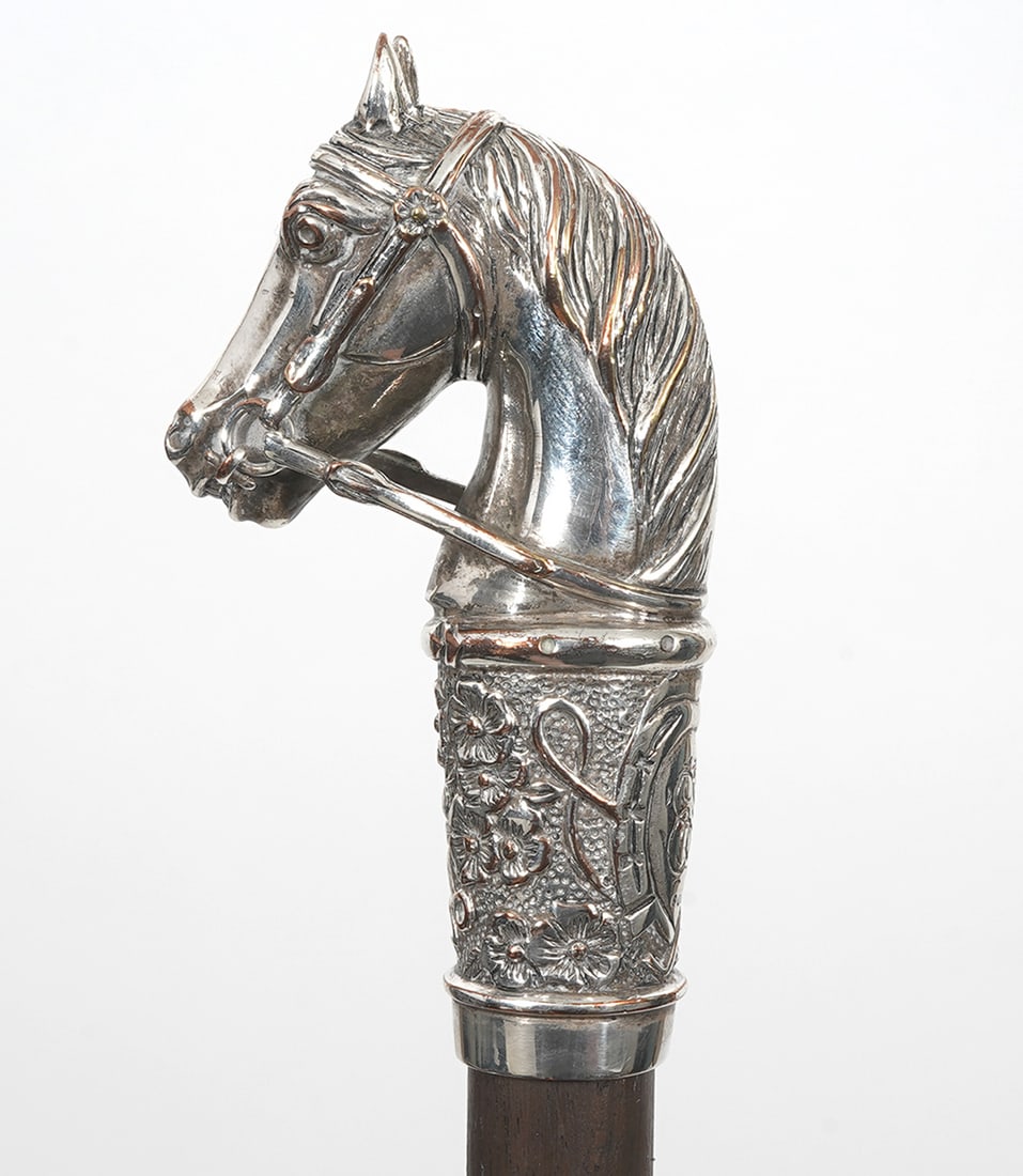 800 Silver Horse Head Walking Stick (1 of 6)