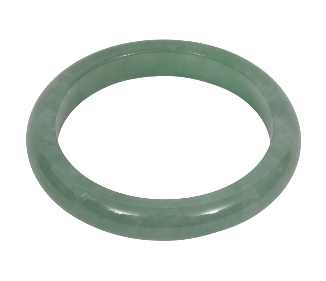 Chinese Carved Green Jade Bangle Bracelet (1 of 10)