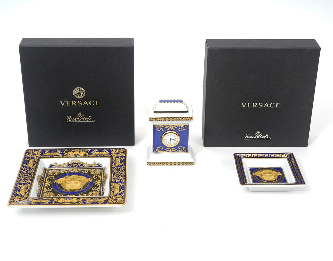 Versace Rosenthal 'Medusa Blue" Dishes & Clock (1 of 7)