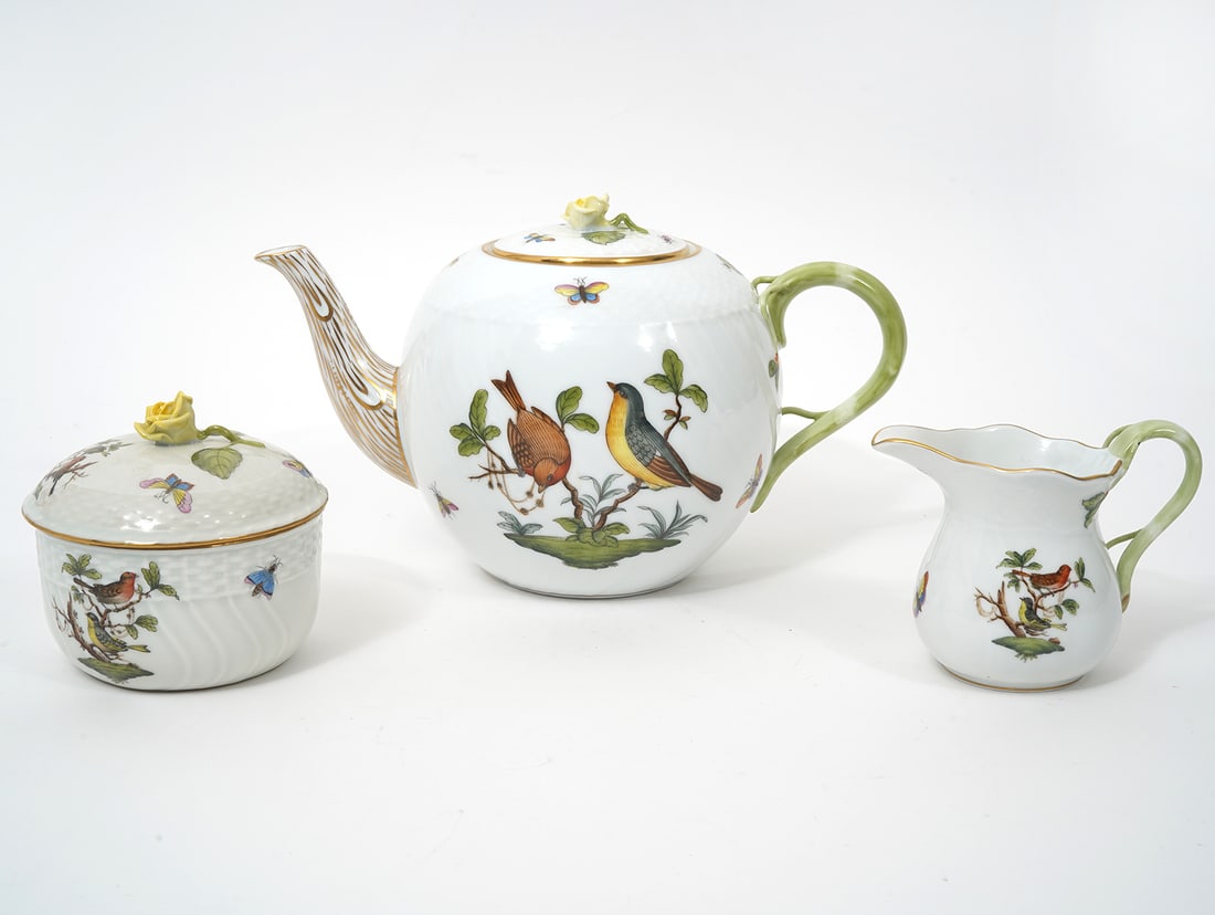 Herend 'Rothschild Bird' 3Pc Tea Set (1 of 10)