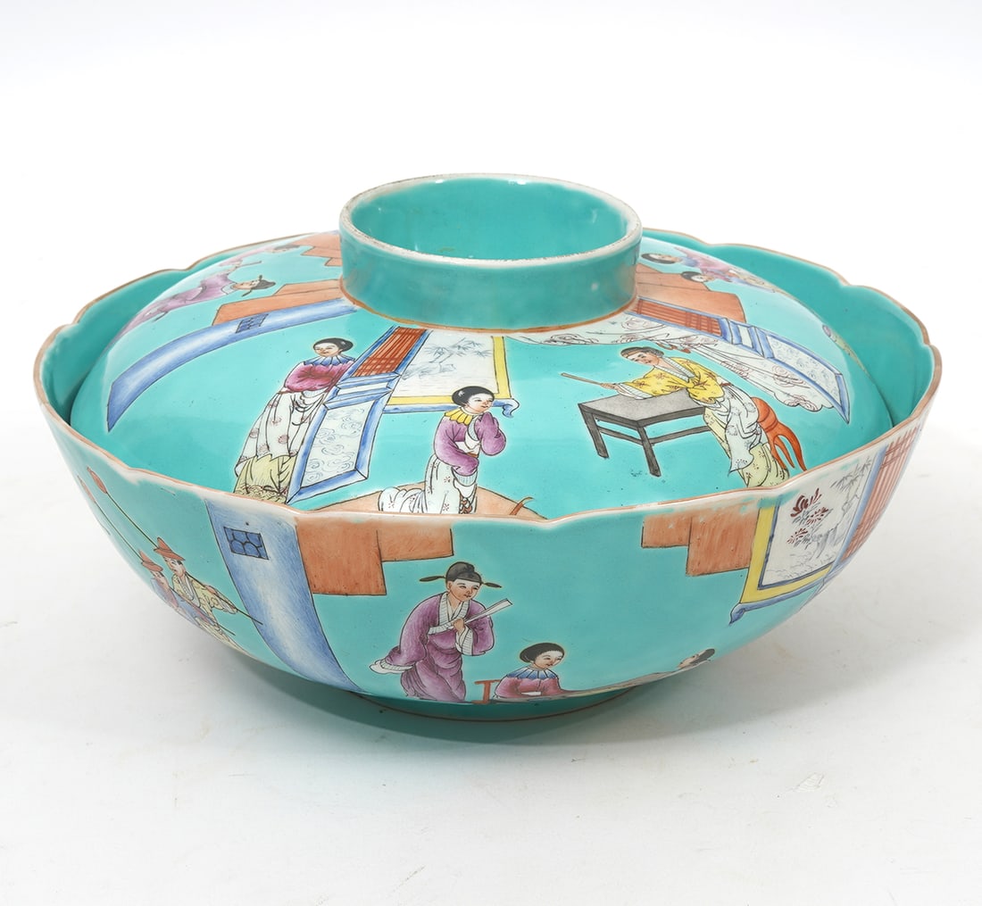 Chinese Famille Rose Signed Turquoise Rice Bowl (1 of 18)