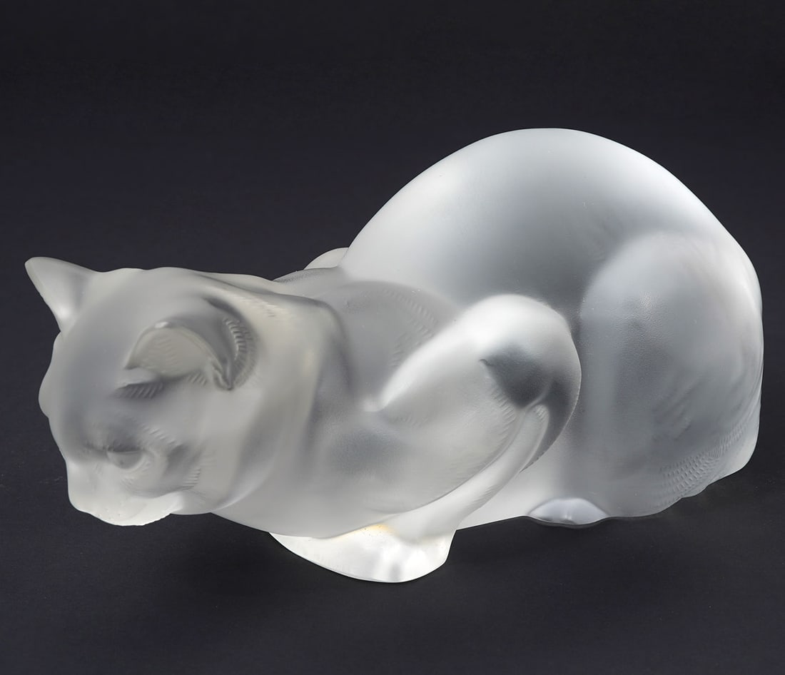 Lalique Frosted Crystal Crouching Cat (1 of 6)