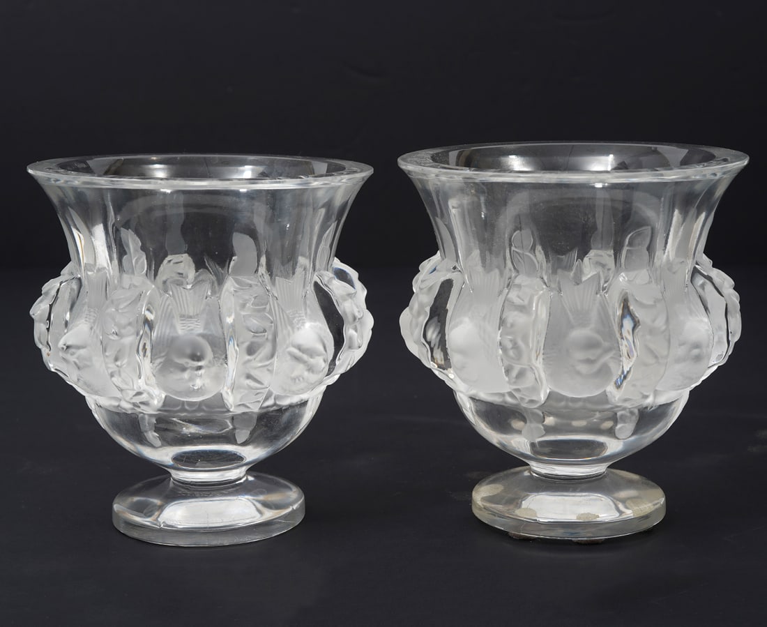 Pair of Lalique "Dampierre" Crystal Footed Vase (1 of 7)