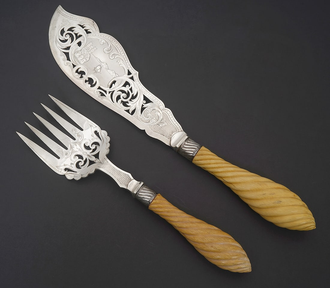 2 English Silver-Plate Chased Fish Servers (1 of 6)