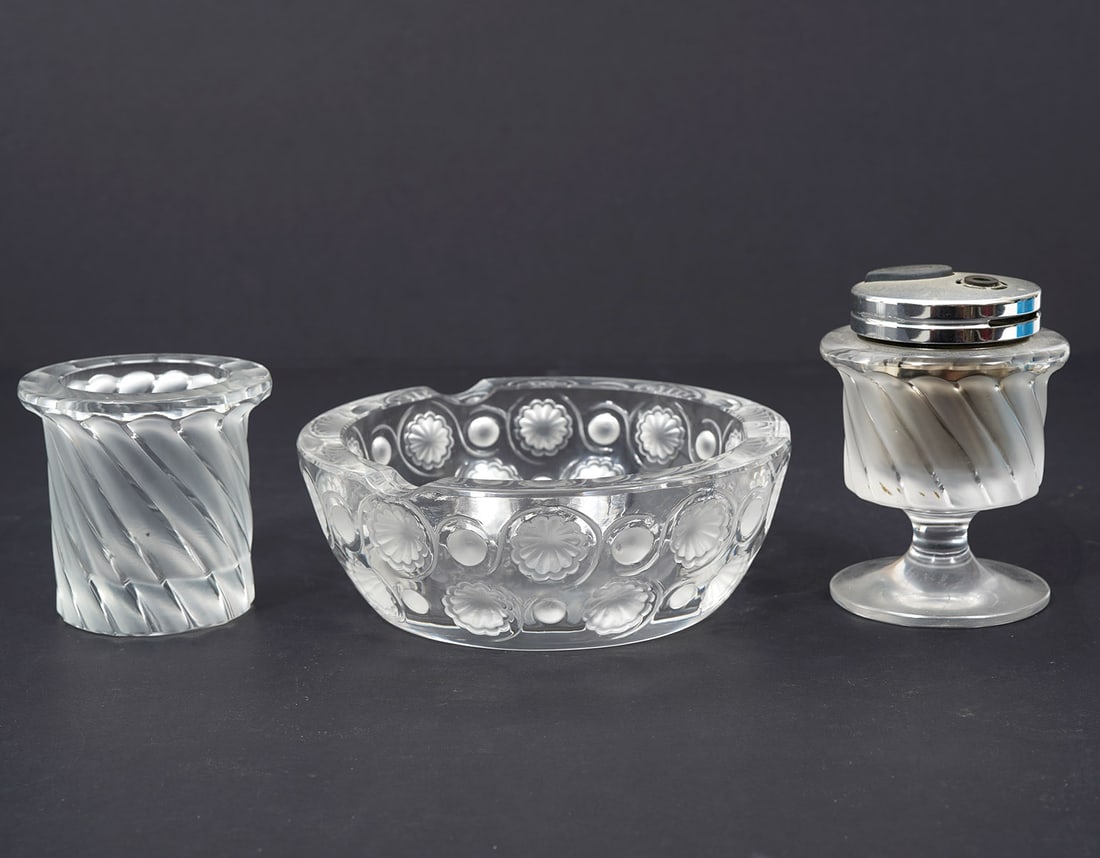 3Pc Group of Lalique Crystal Smoking Accessories (1 of 8)