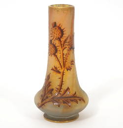 Signed Daum Nancy Thistle Bud Vase