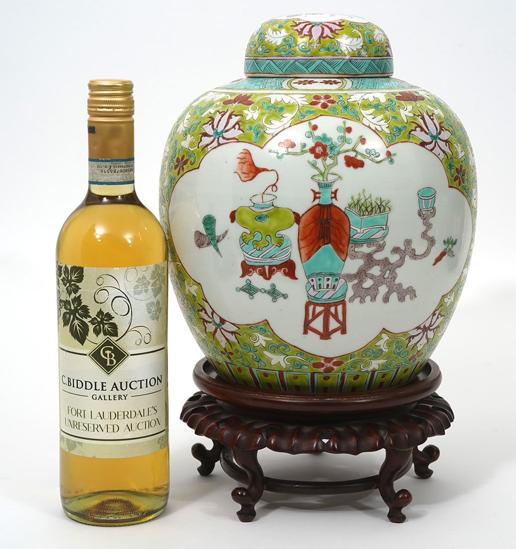 Chinese Famille Verte Ginger Jar with Stand (1 of 11)