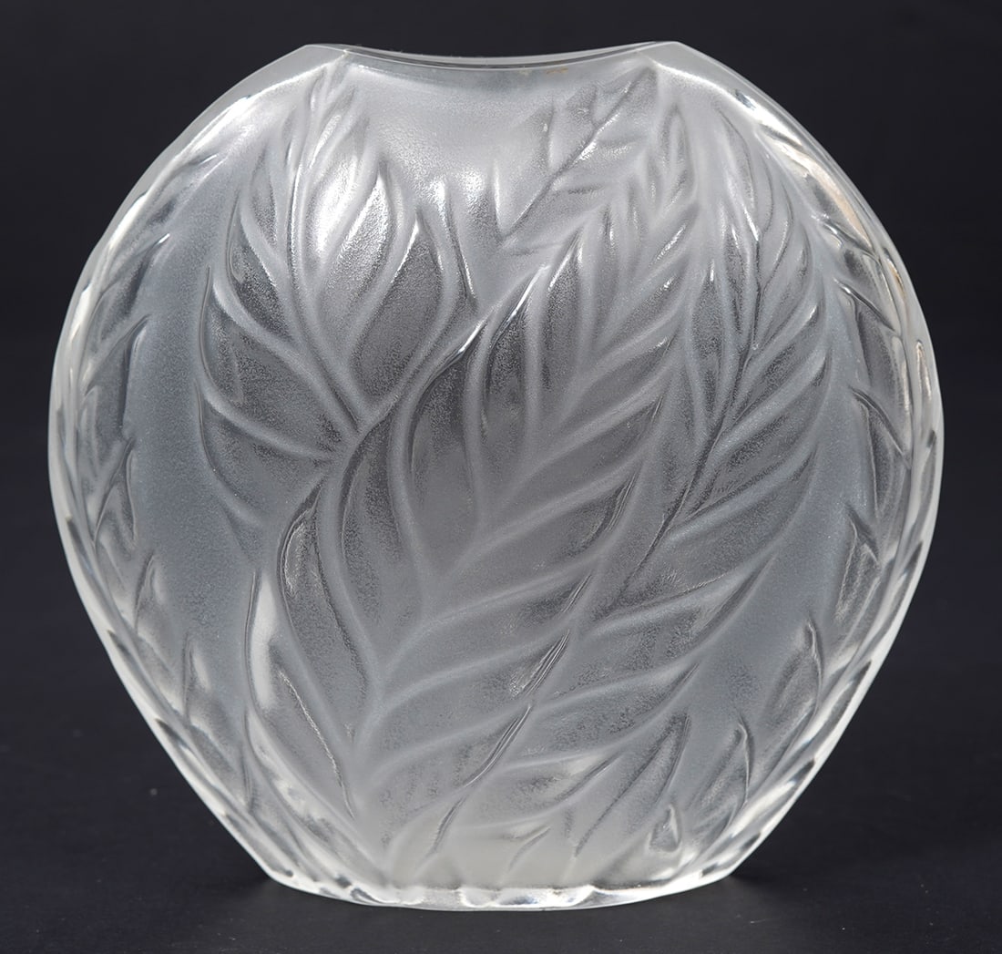 Lalique Frosted Crystal Leaf Vase (1 of 6)