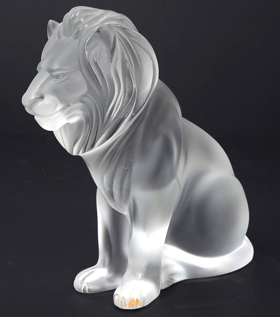 Lalique Frosted Crystal Seated 'Bamara' Lion (1 of 6)