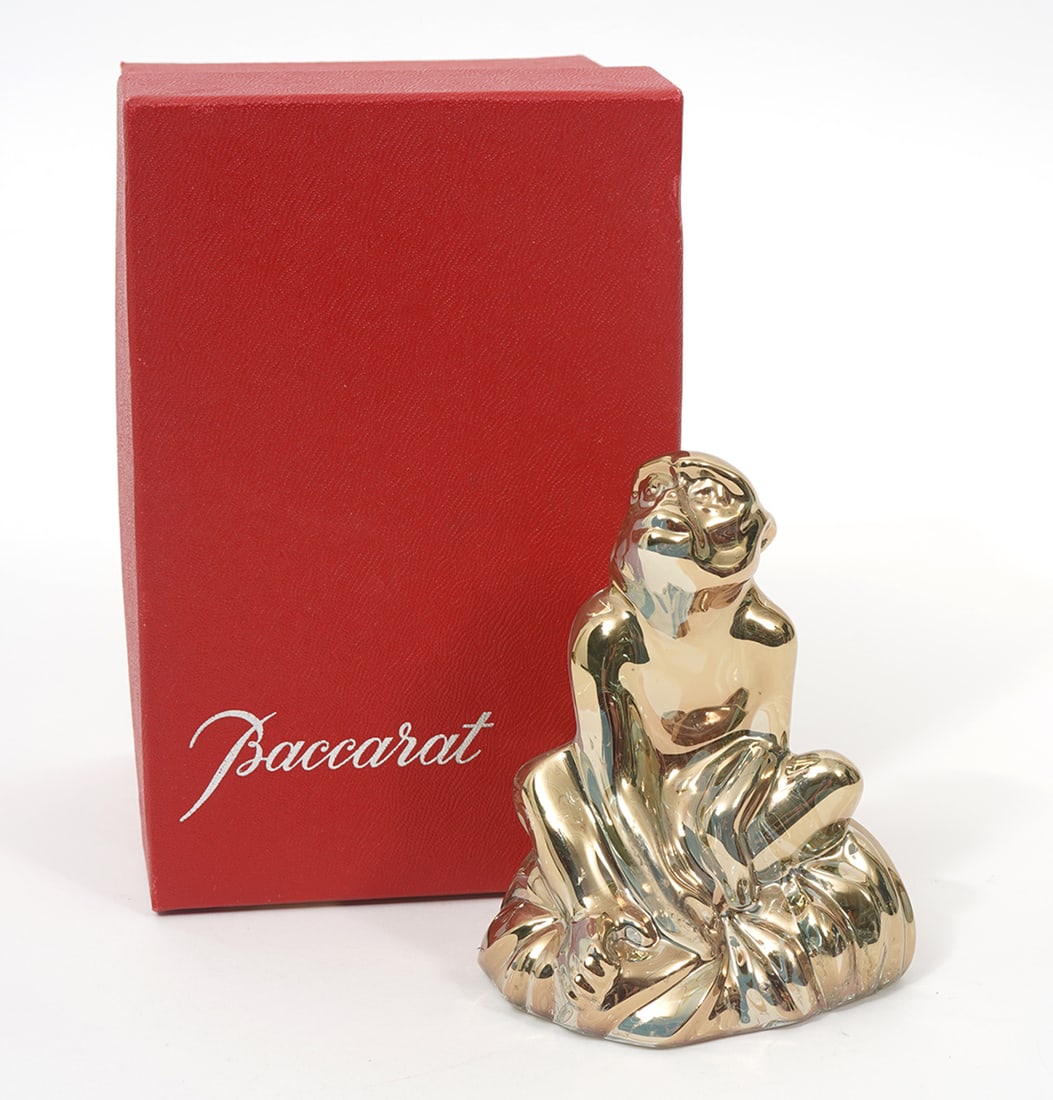 Baccarat Gold Painted Crystal Monkey Figure (1 of 9)