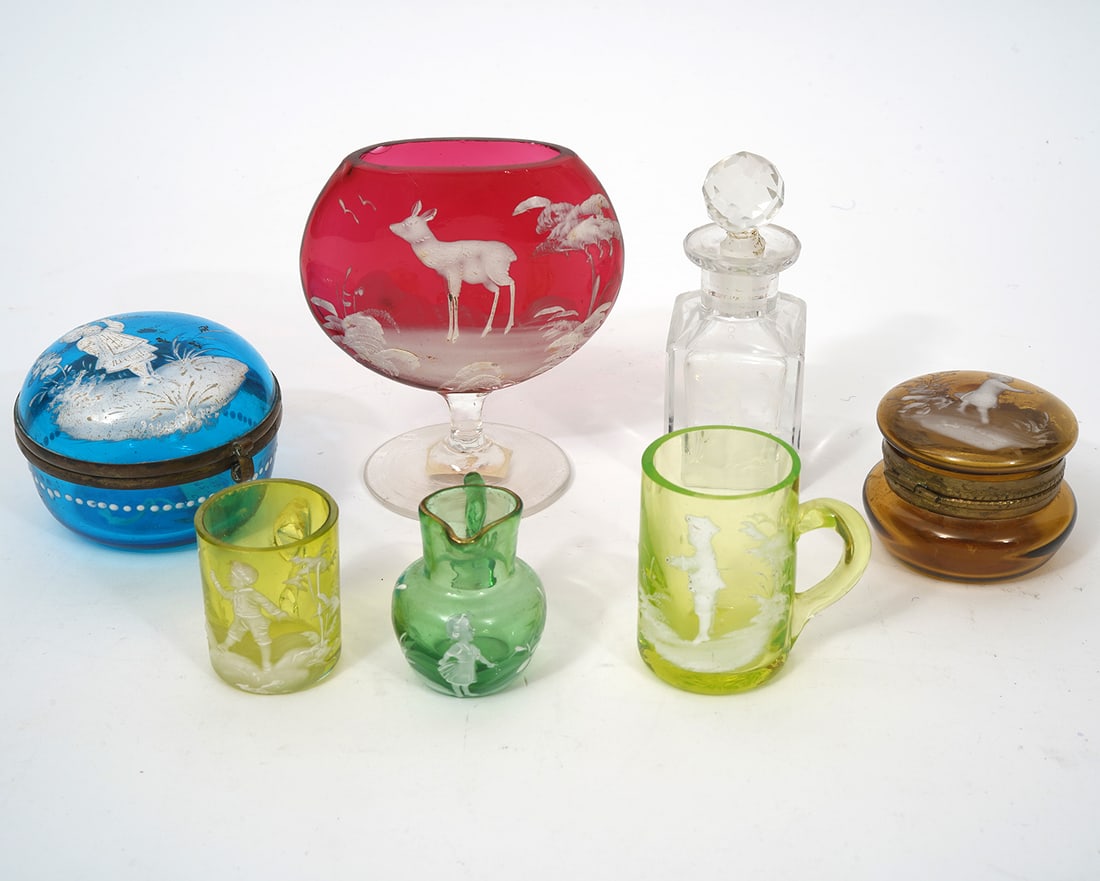 7Pc Mary Gregory Enameled Glass Objects (1 of 11)