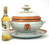 English Painted Ceramic Tureen and Under-Plate