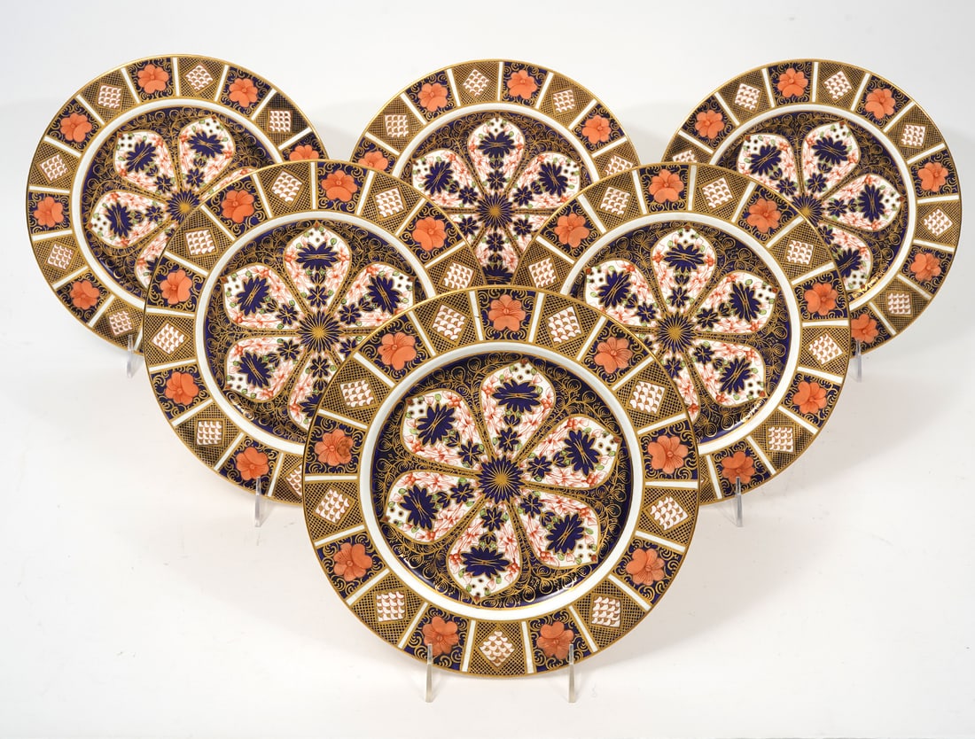 6Pc Royal Crown Derby Imari Dinner Plates (1 of 5)