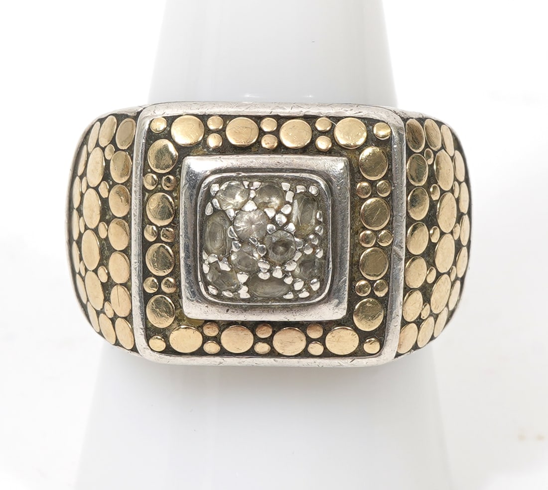 John Hardy Sterling 18K Gold Dots Diamond Ring (1 of 11)