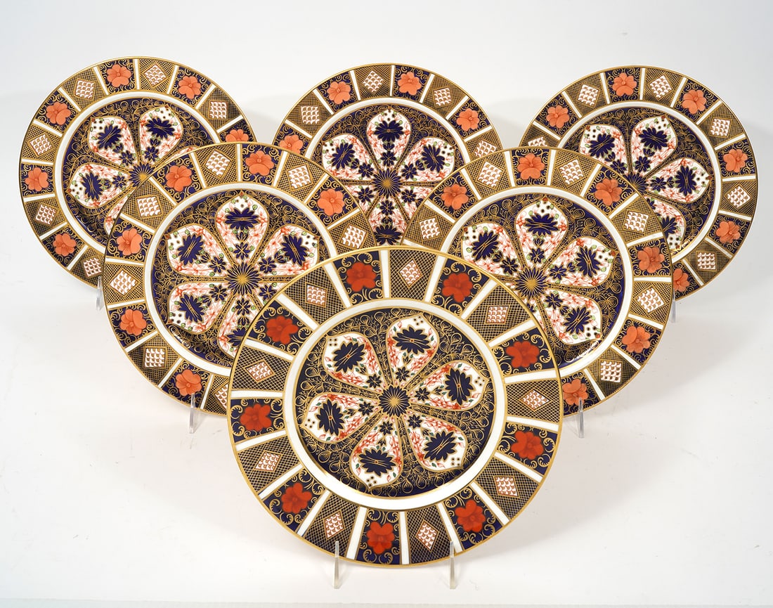 6Pc Royal Crown Derby Imari Dinner Plates (1 of 5)