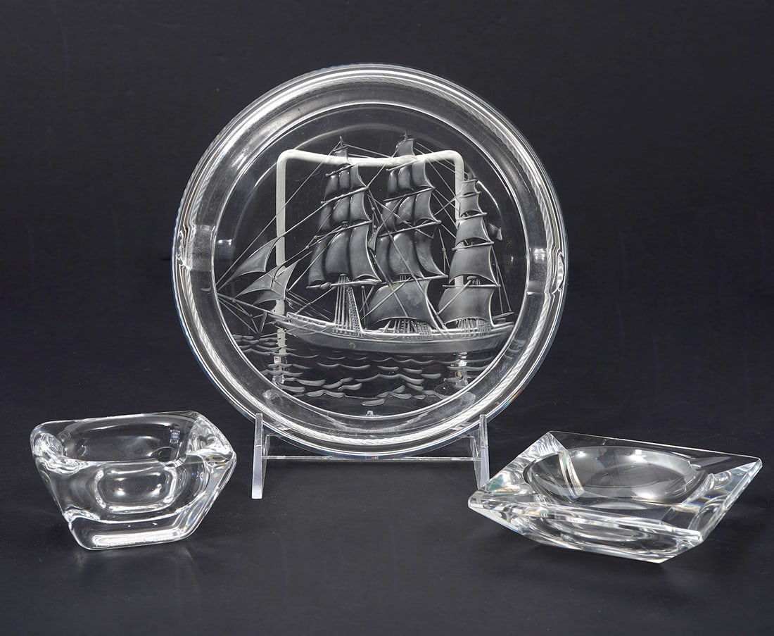 Three French Crystal Ashtrays (1 of 8)