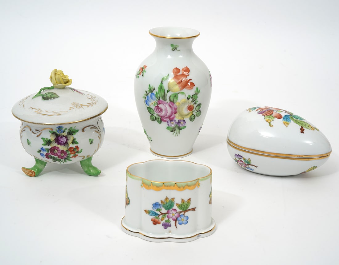4 Piece Herend Floral Porcelain Group (1 of 8)