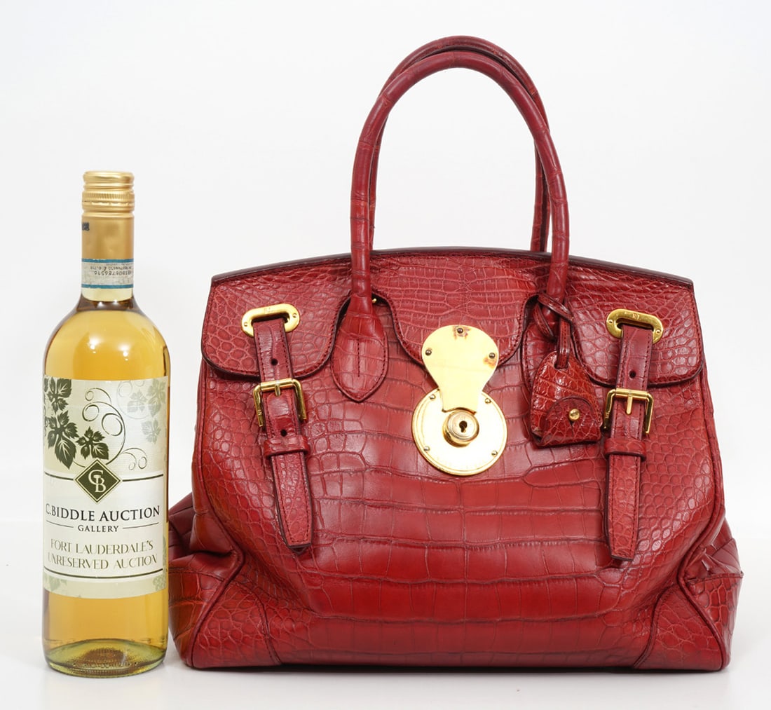 Ralph Lauren Shiny Red Crocodile Ricky Bag (1 of 8)