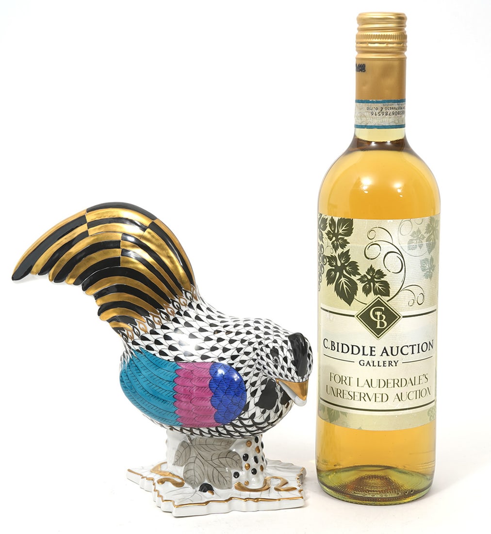 Herend Porcelain Black Fishnet Rooster #5015 (1 of 6)