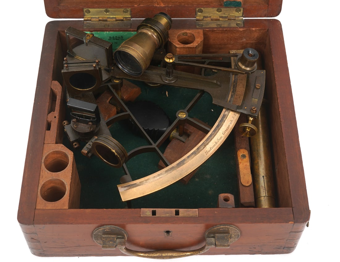 Hudson & Co English Brass Sextant in Wood Case (1 of 10)
