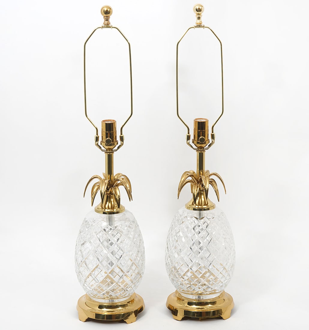 Pair of Waterford Crystal & Brass Pineapple Lamps (1 of 6)
