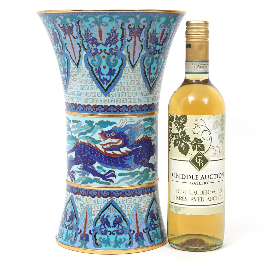 Chinese Cloisonne Blue Ground Dragon Vase (1 of 11)