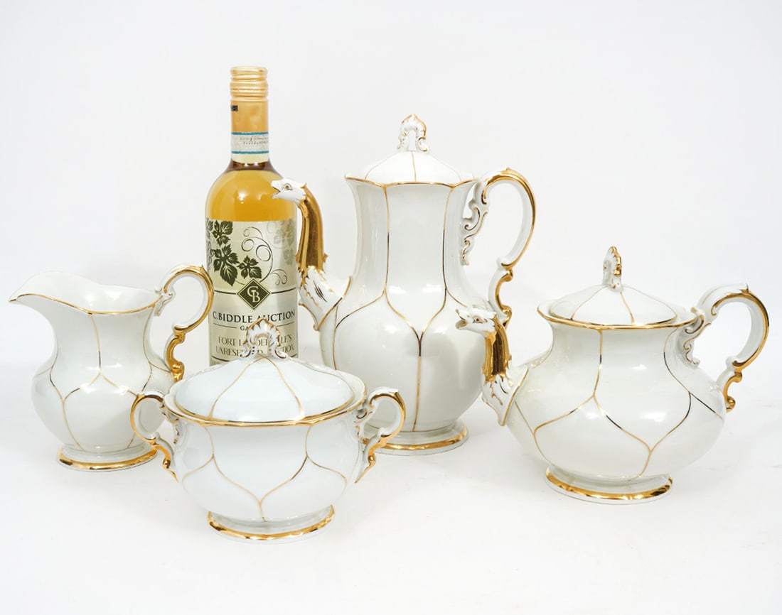 40Pc Meissen White & Gold Porcelain Group (1 of 16)