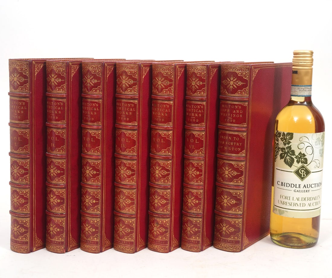 Works, Writings and Life of John Milton 7 Vol.: Milton's Poetical Works, 6 volumes. edited by Re. Henry John Todd (1801), London. Bye and Law, St Johns Square Clerkenwell, printed for J. Johnson et al.; Some Account of the Life and Writings John Mi