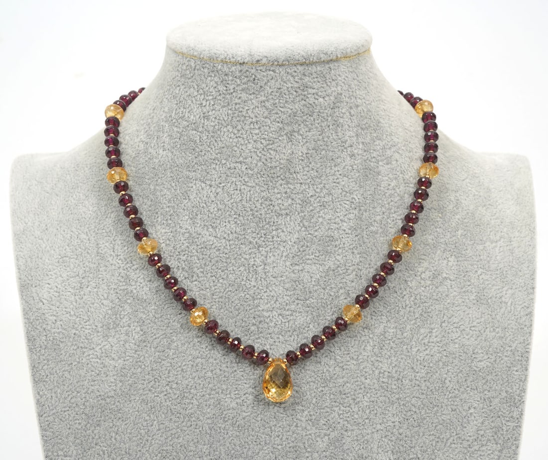 14K Amethyst and Citrine Beaded Necklace (1 of 5)