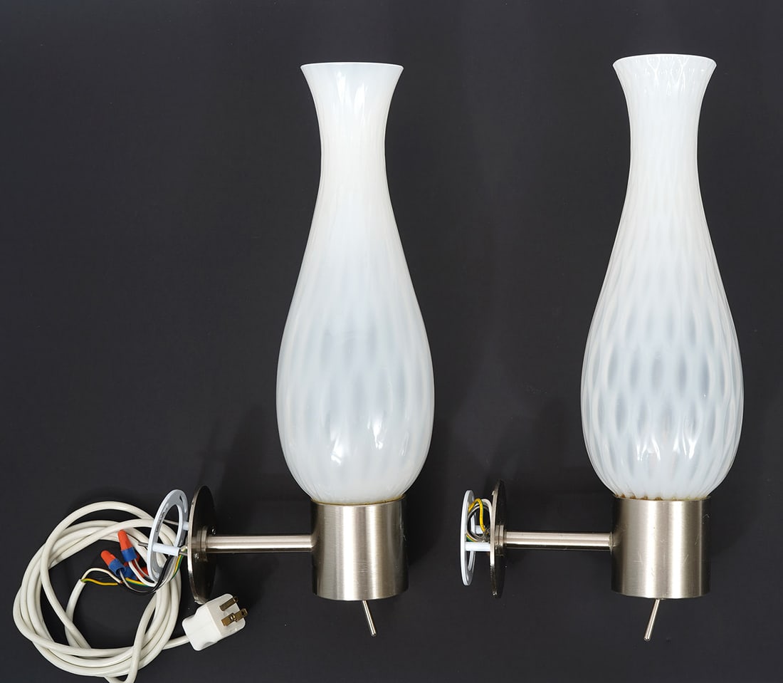 Pair of Italian Murano Art Glass Stainless Sconces (1 of 8)