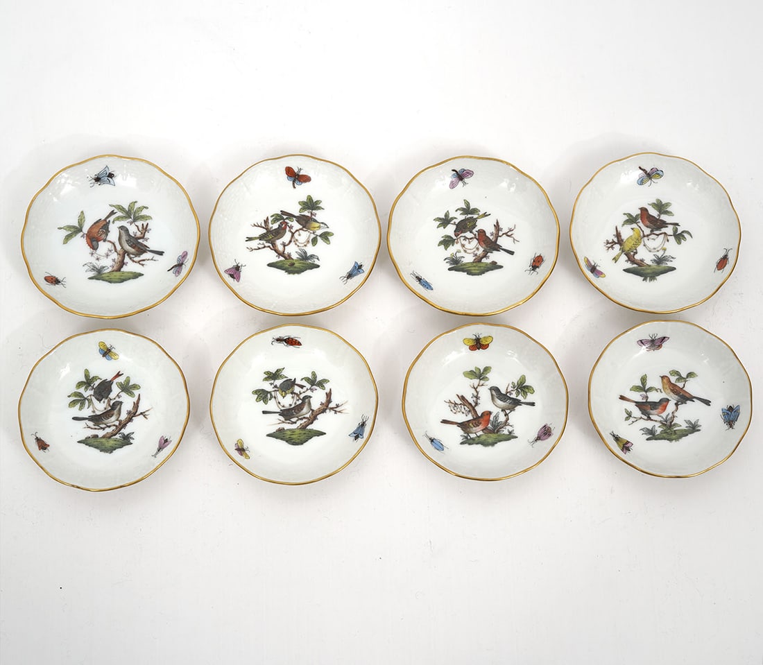 8 Small Herend 'Rothschild Bird' Dishes (1 of 4)