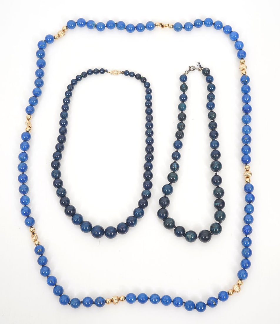 Three Lapis Lazuli Beaded Necklaces (1 of 9)