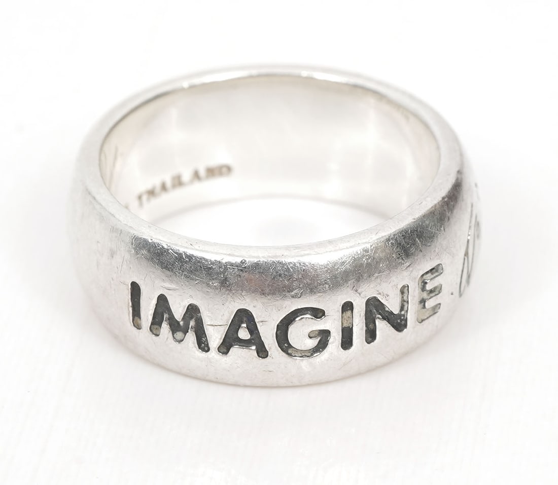 John Lennon 'Imagine" Sterling Silver Ring Size 4 (1 of 4)