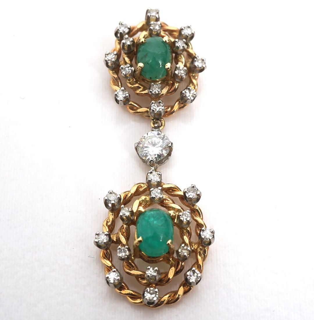 Diamond, Emerald and 14K YG Pendant (1 of 4)