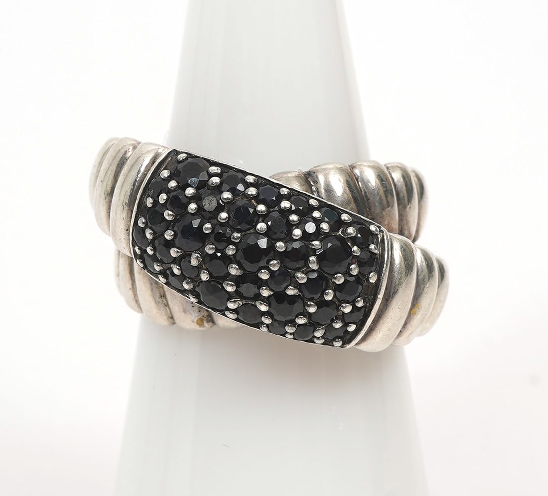 John Hardy Sterling & Black Sapphire Bypass Ring (1 of 8)