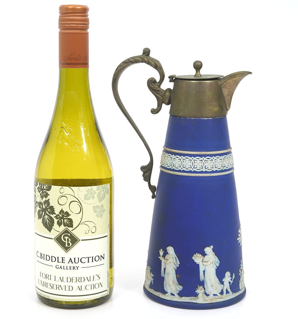 Wedgwood Blue & White Silver-Plate Mounted Pitcher (1 of 10)