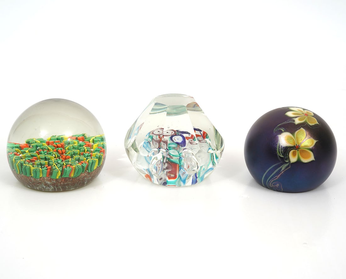 Three Art Glass Paperweights (1 of 11)