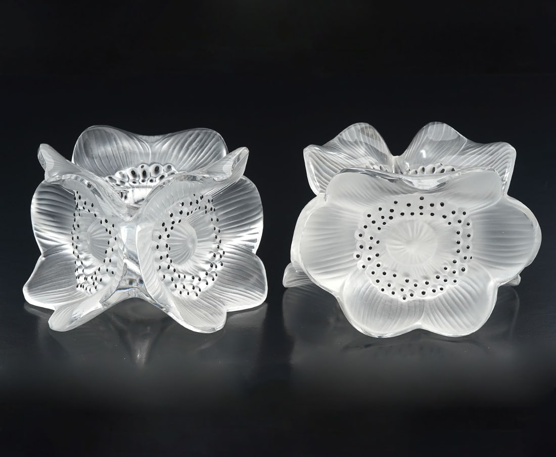 Lalique "Anemones" Crystal Candle Holders (1 of 5)
