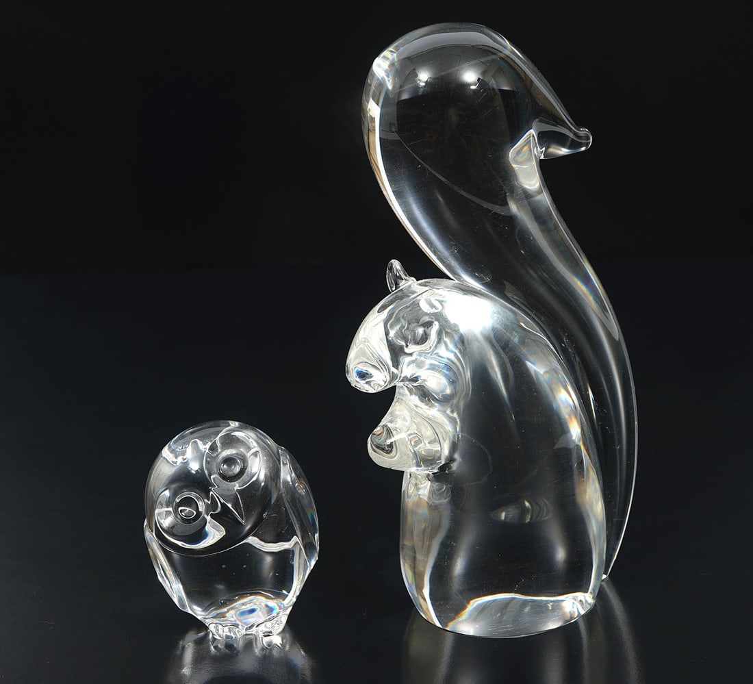 Steuben Signed Crystal Squirrel & Owl Figurines (1 of 8)