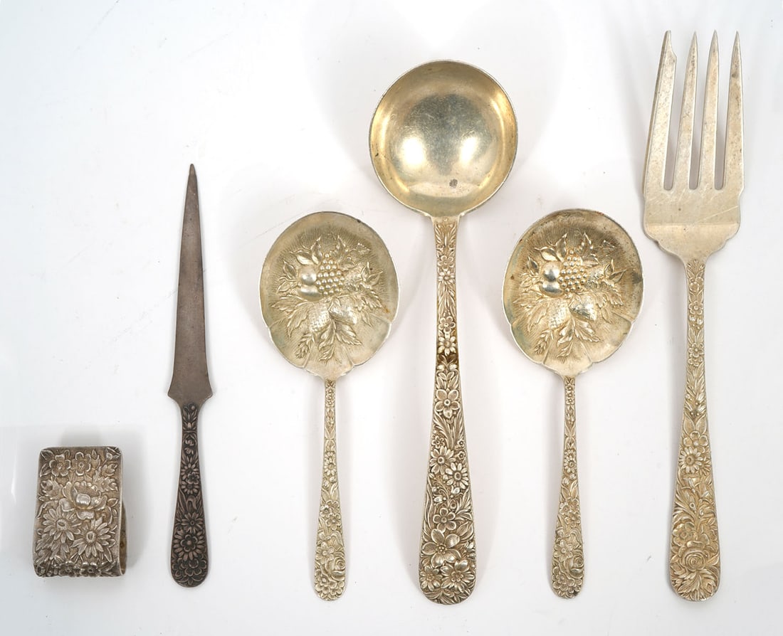 6 Pcs S. Kirk & Sons Repousse Sterling Silver (1 of 5)