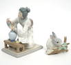 Two Lladro Figures Flower Arranger & Rabbit