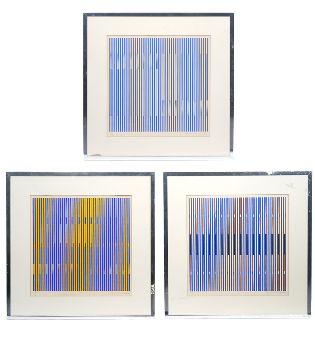 Mehdi Moutashar Three Op Art Lithos S/N (1 of 9)