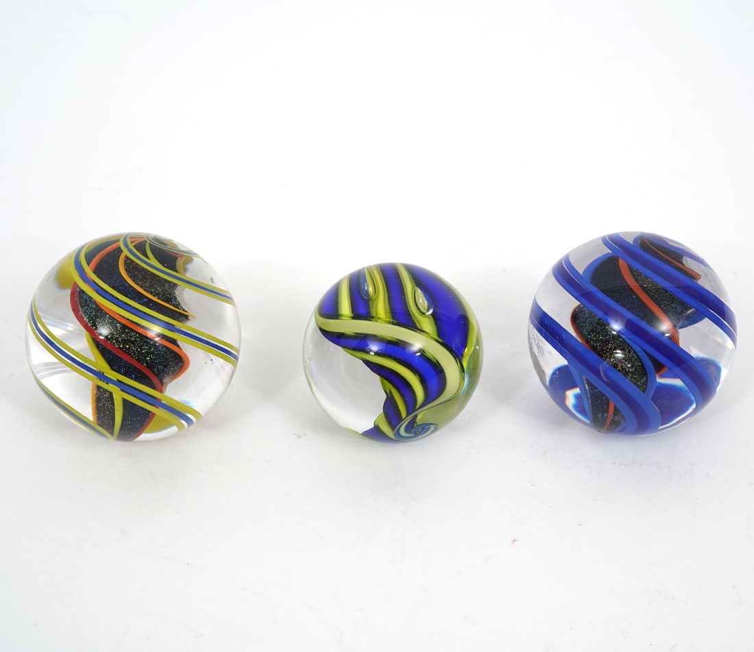 Three Geoffrey Beetem Art Glass Marbles (1 of 5)
