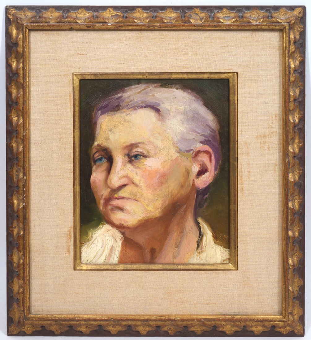 Oil on Board Portrait of Elderly Woman (1 of 5)