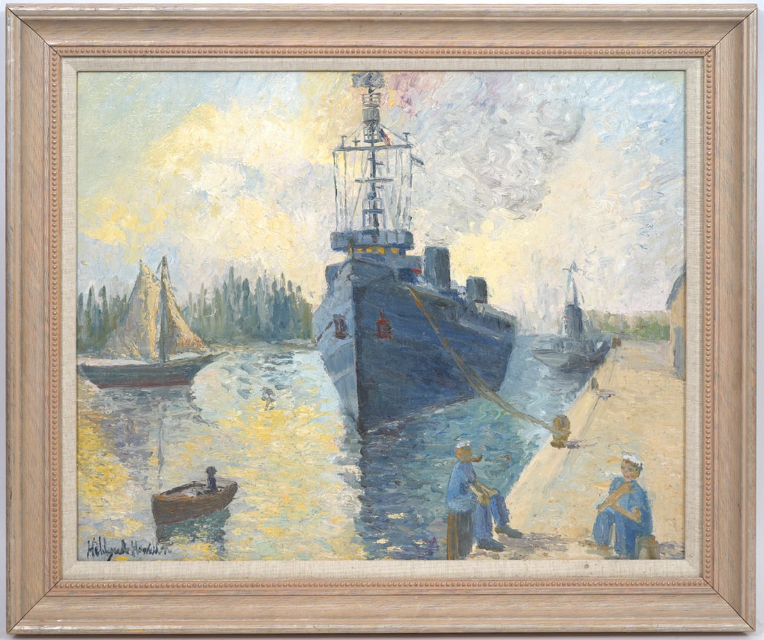 Hildegarde Hamilton Naval Ship Oil on Canvas (1 of 7)