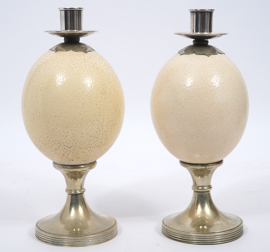Pair of Anthony Redmile Ostrich Egg Candlesticks (1 of 7)
